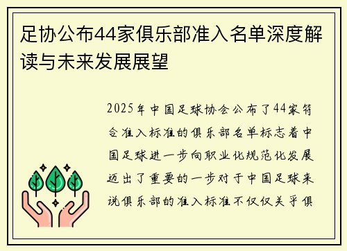 足协公布44家俱乐部准入名单深度解读与未来发展展望